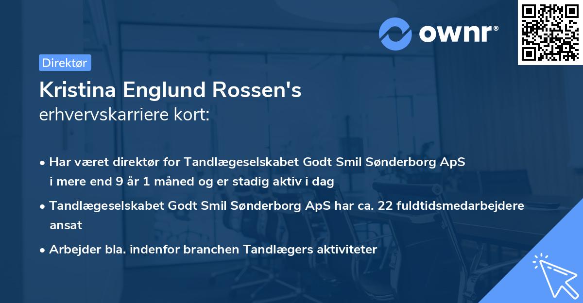 Kristina Englund Rossen's erhvervskarriere kort