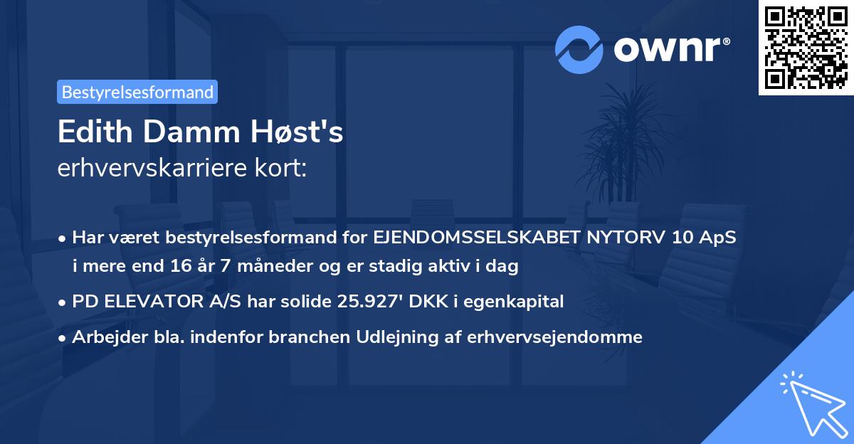 Edith Damm Høst's erhvervskarriere kort