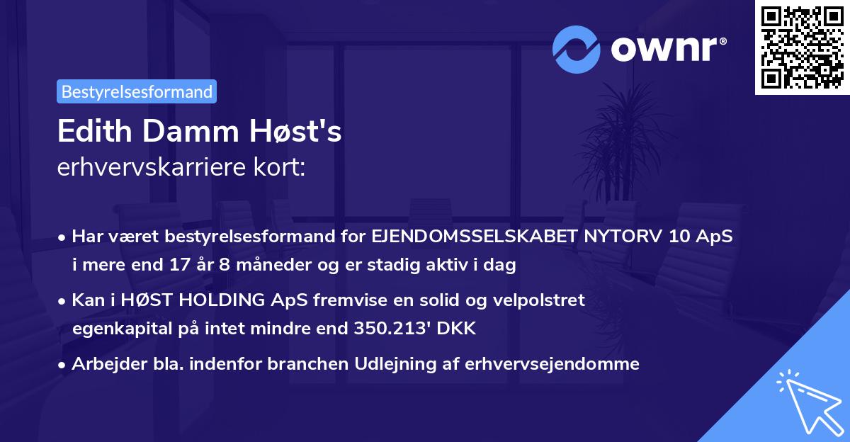 Edith Damm Høst's erhvervskarriere kort