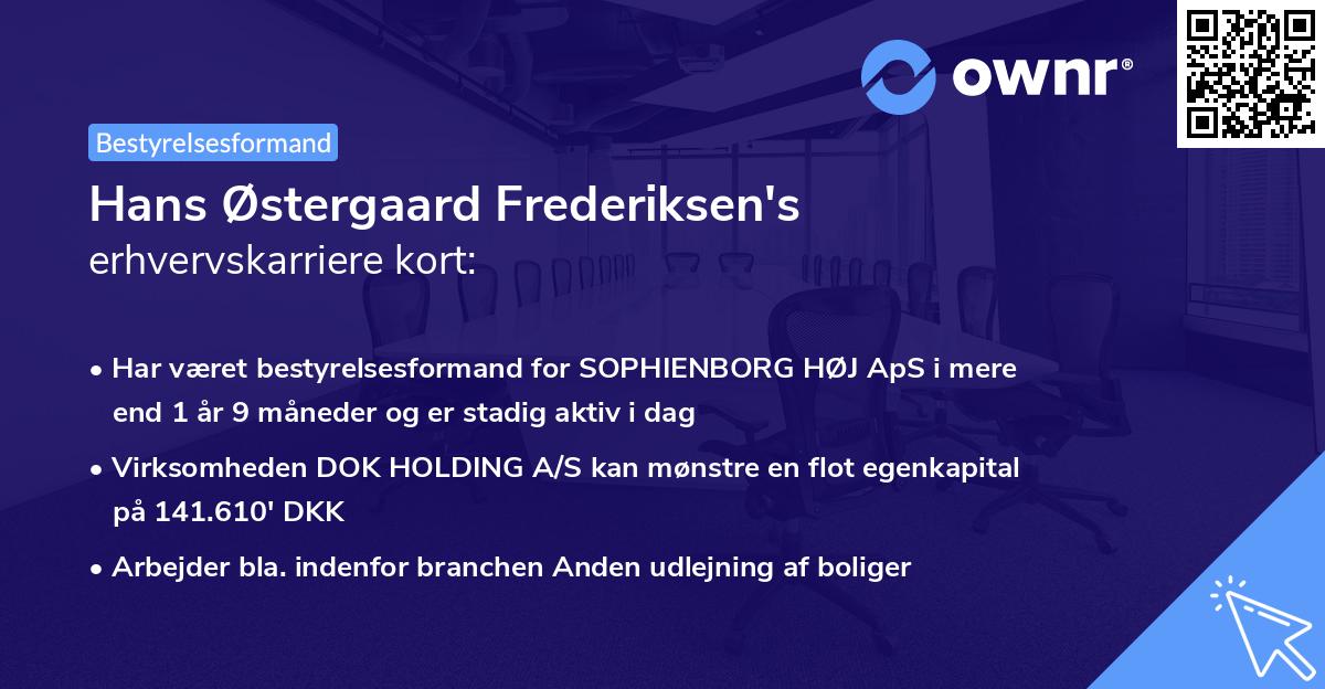 Hans Østergaard Frederiksen's erhvervskarriere kort
