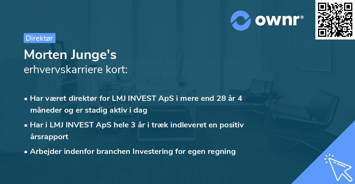 Morten Junge's erhvervskarriere kort
