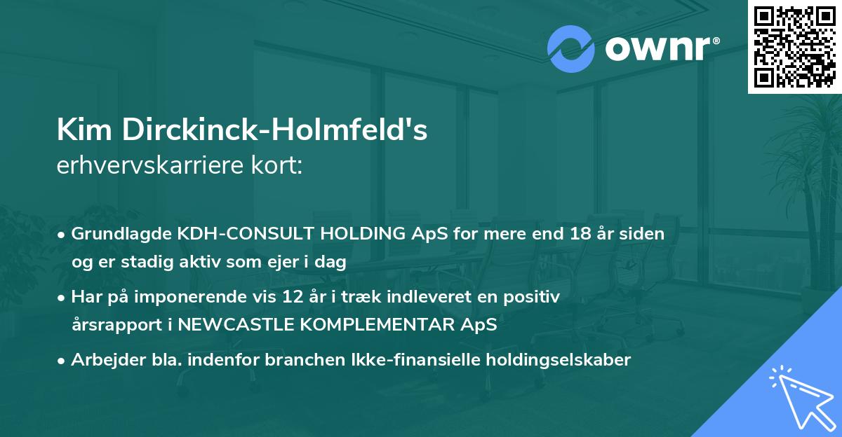 Kim Dirckinck-Holmfeld's erhvervskarriere kort