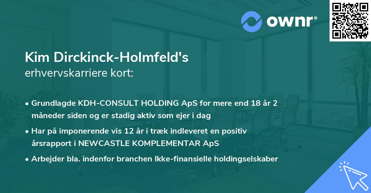 Kim Dirckinck-Holmfeld's erhvervskarriere kort