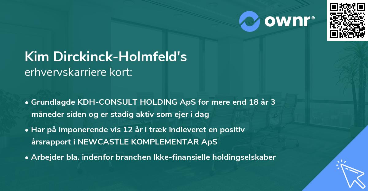 Kim Dirckinck-Holmfeld's erhvervskarriere kort