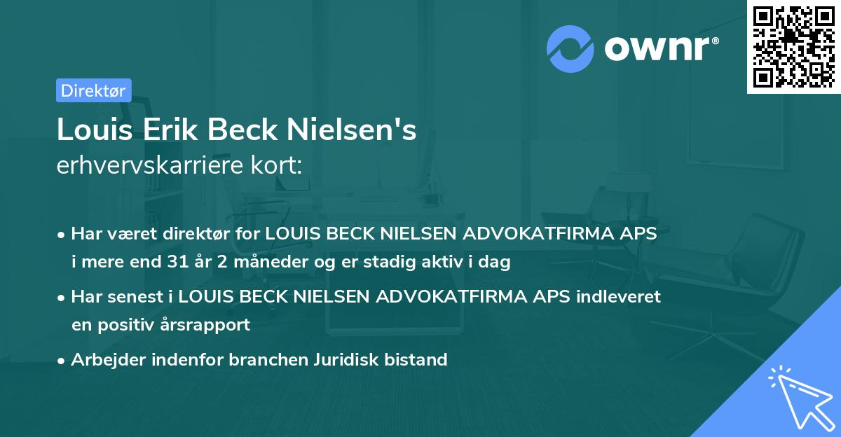 Louis Erik Beck Nielsen's erhvervskarriere kort