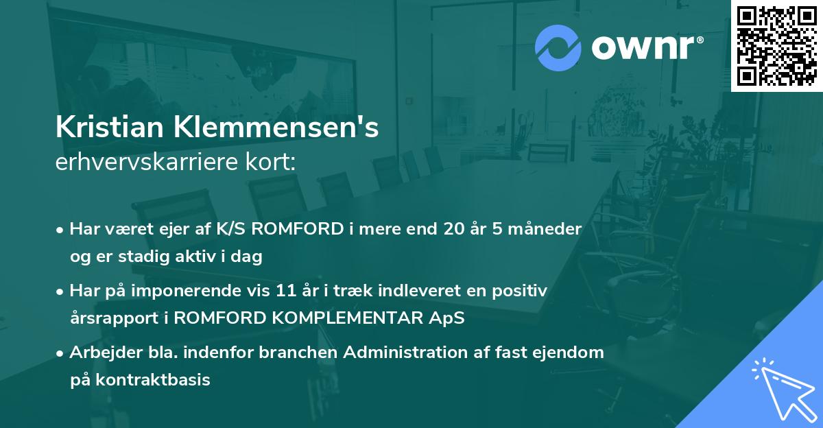 Kristian Klemmensen's erhvervskarriere kort