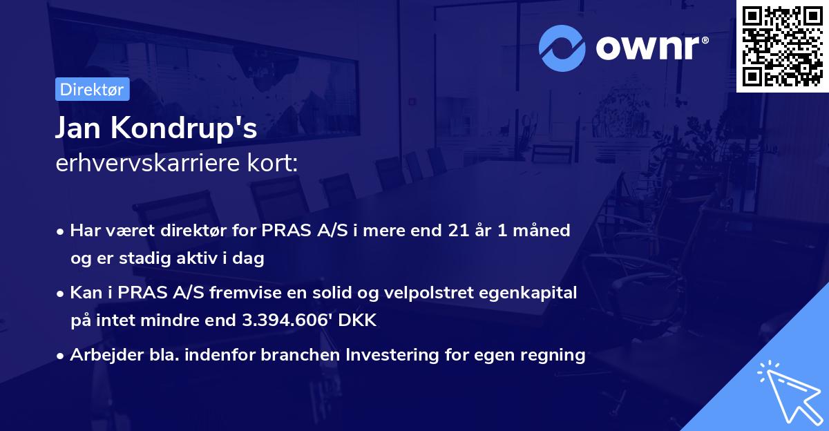 Jan Kondrup's erhvervskarriere kort