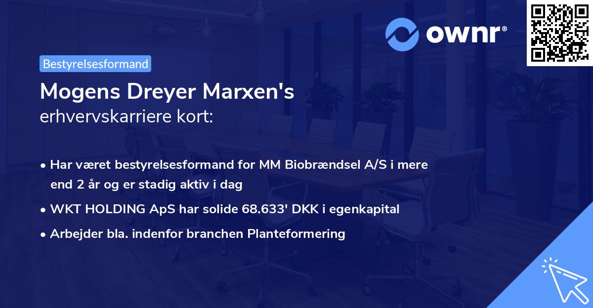 Mogens Dreyer Marxen's erhvervskarriere kort
