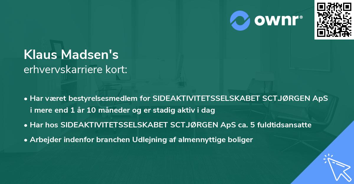 Klaus Madsen's erhvervskarriere kort