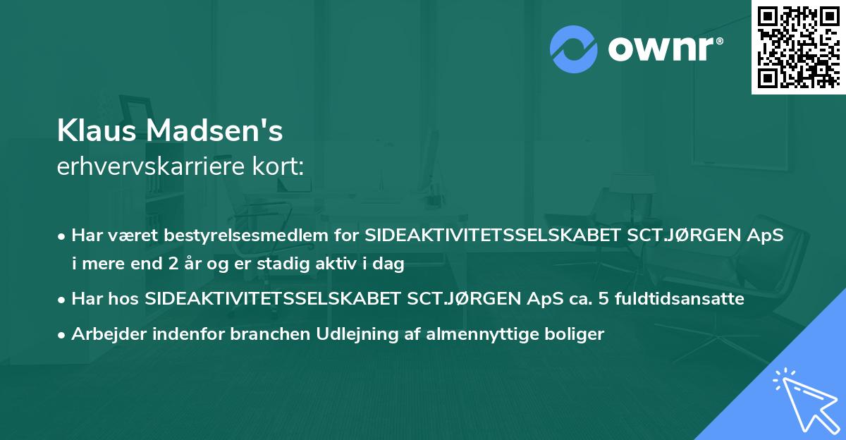 Klaus Madsen's erhvervskarriere kort