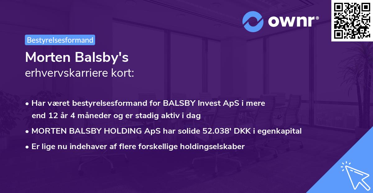 Morten Balsby's erhvervskarriere kort