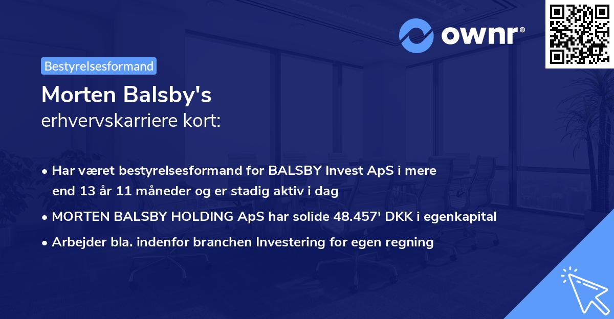 Morten Balsby's erhvervskarriere kort