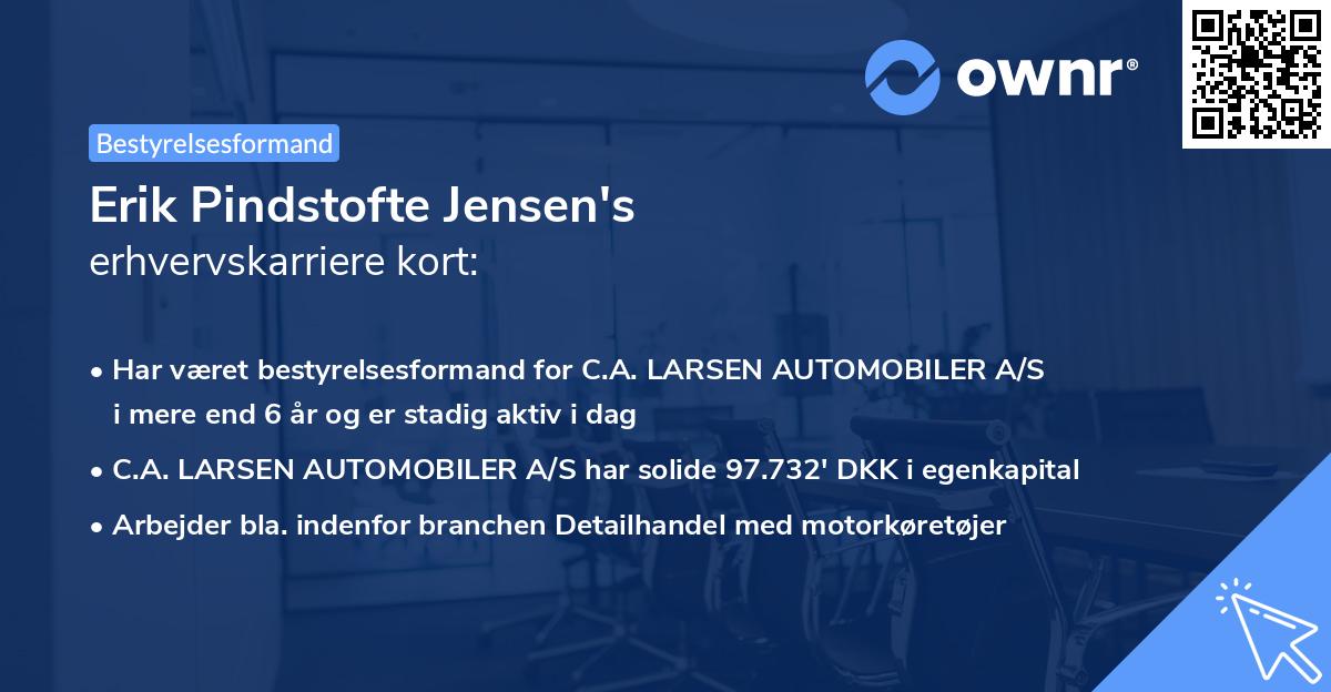 Erik Pindstofte Jensen's erhvervskarriere kort