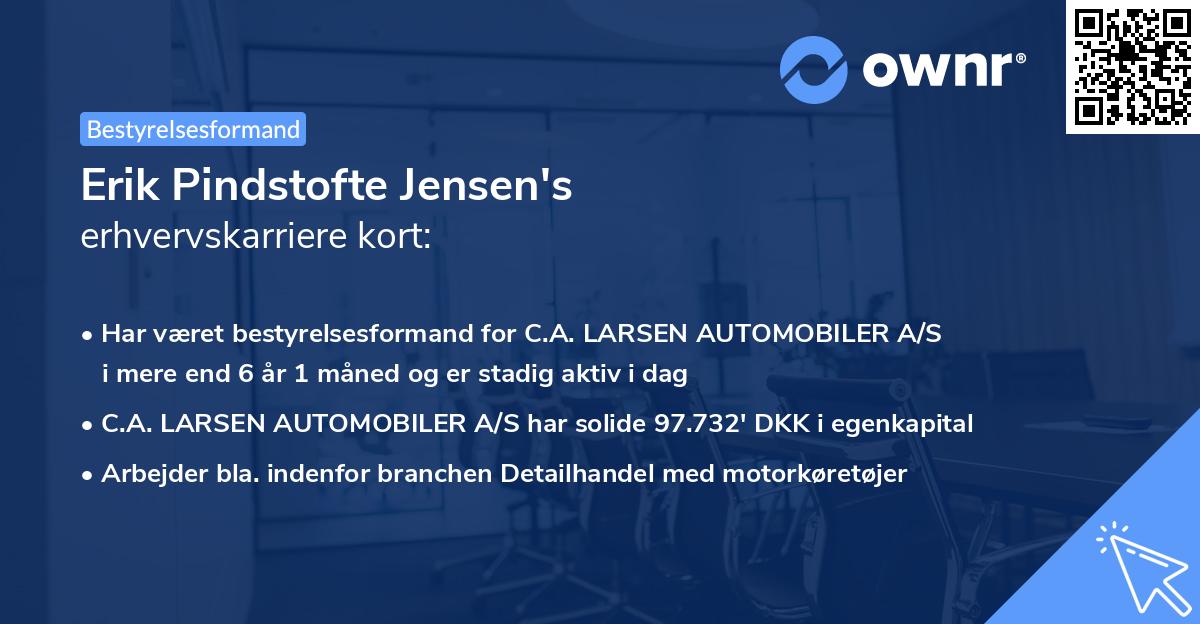 Erik Pindstofte Jensen's erhvervskarriere kort