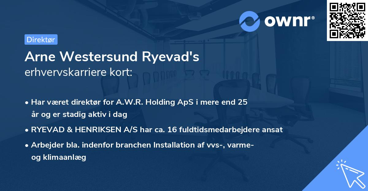 Arne Westersund Ryevad's erhvervskarriere kort