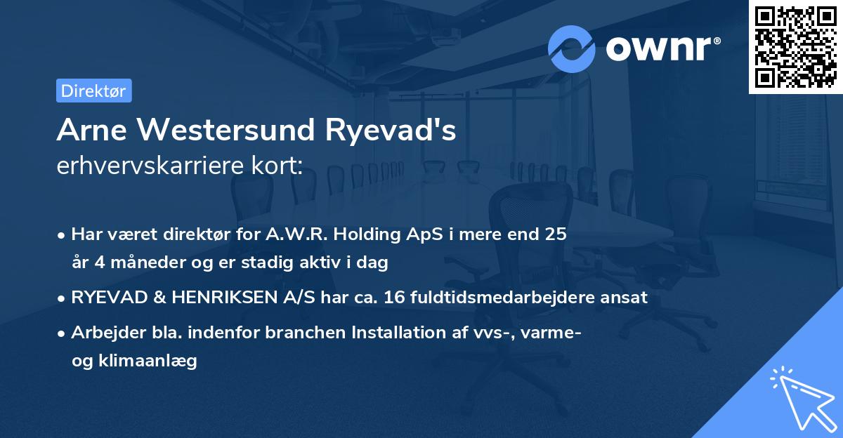 Arne Westersund Ryevad's erhvervskarriere kort