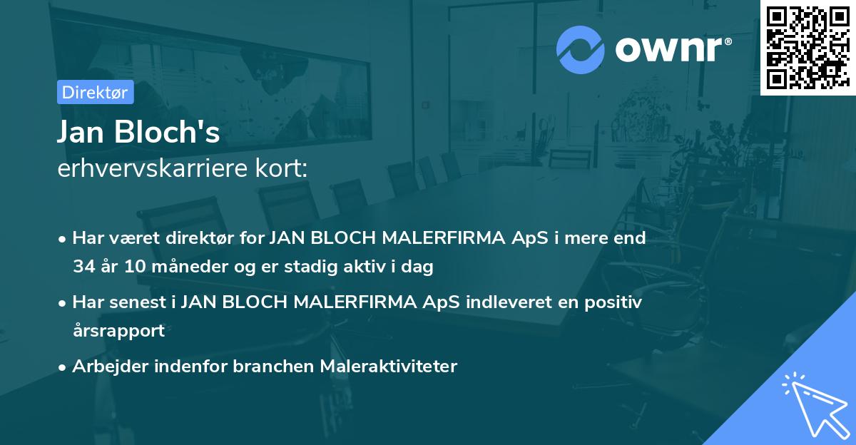 Jan Bloch's erhvervskarriere kort