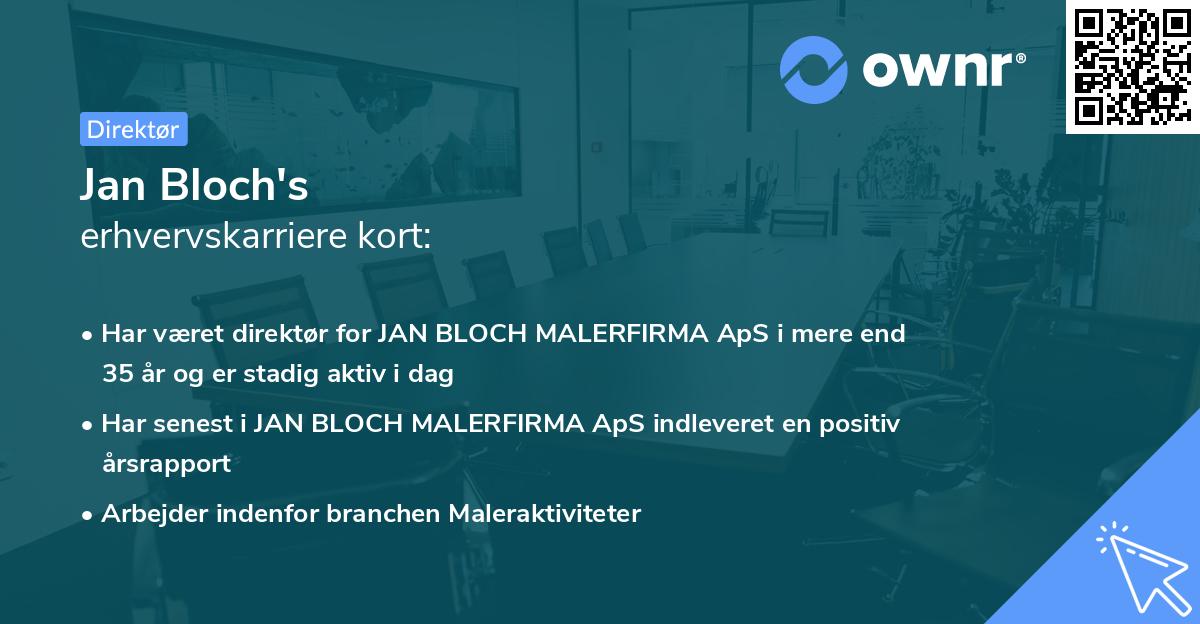 Jan Bloch's erhvervskarriere kort