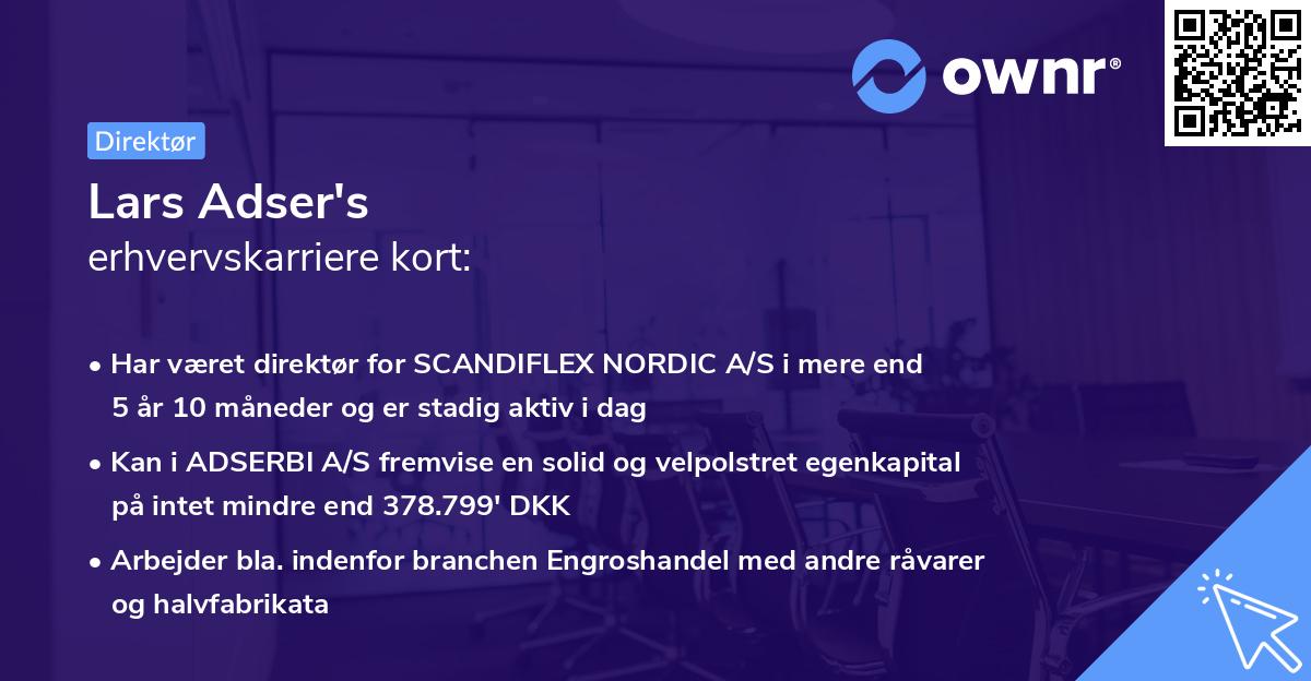 Lars Adser's erhvervskarriere kort