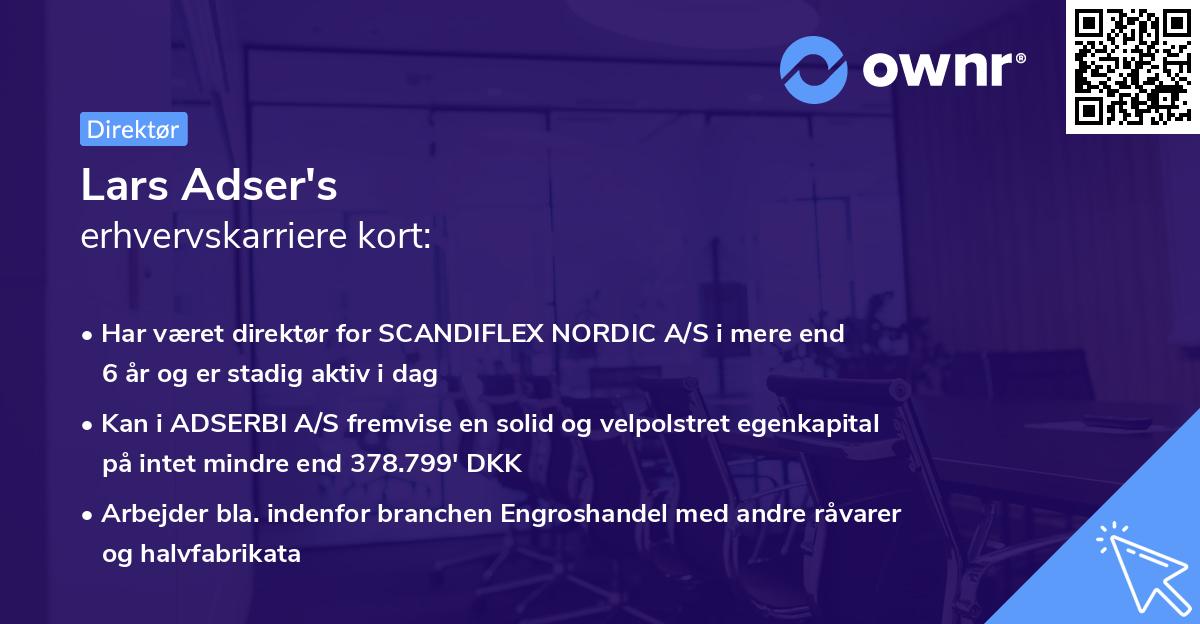 Lars Adser's erhvervskarriere kort