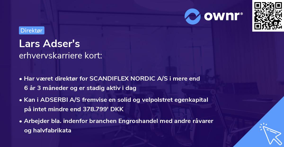 Lars Adser's erhvervskarriere kort