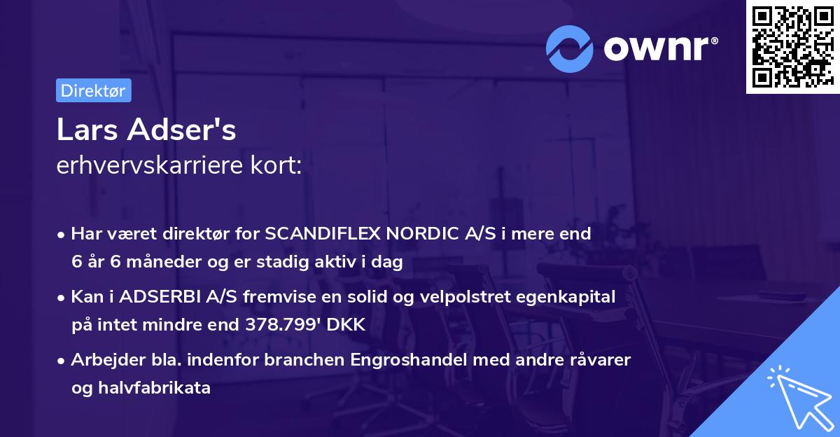 Lars Adser's erhvervskarriere kort