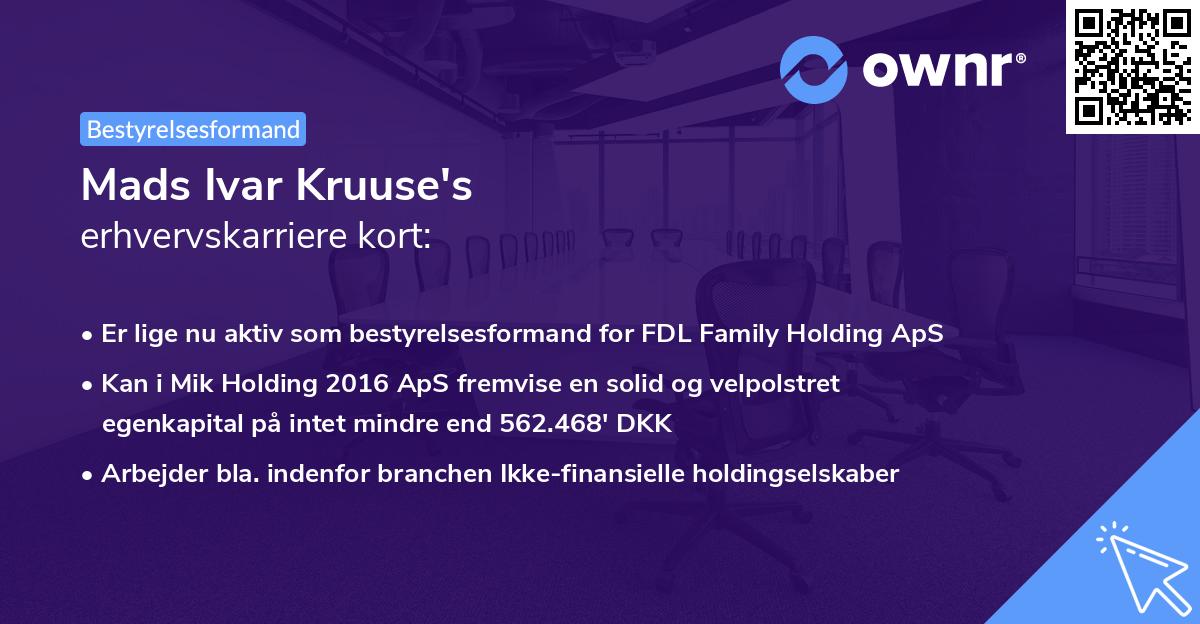 Mads Ivar Kruuse's erhvervskarriere kort