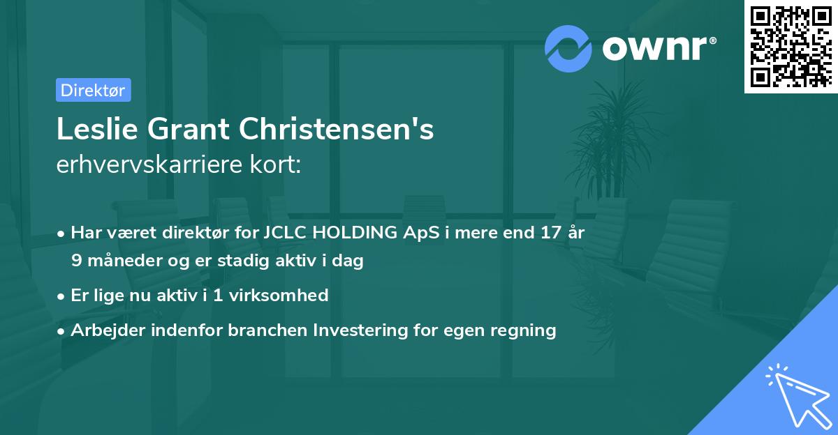 Leslie Grant Christensen's erhvervskarriere kort
