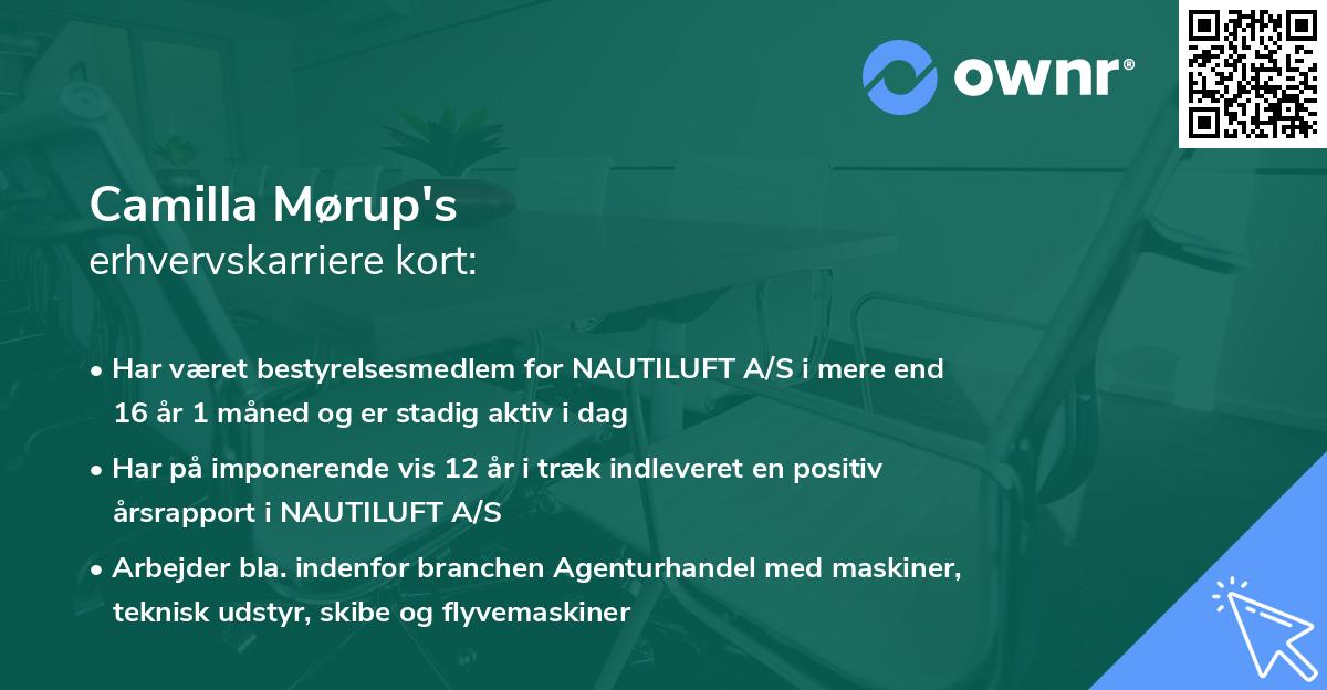 Camilla Mørup's erhvervskarriere kort