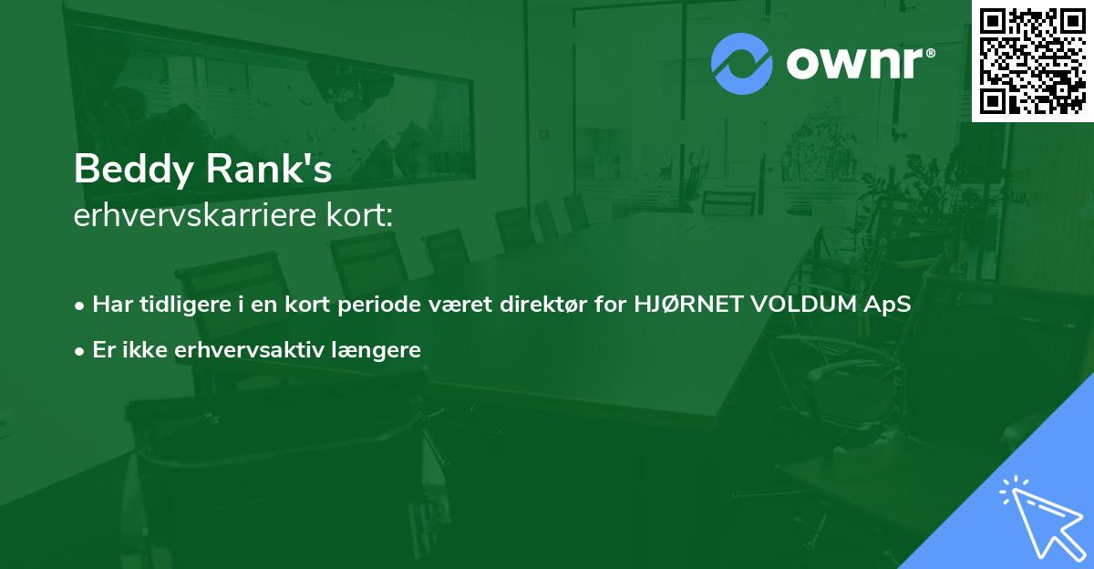 Beddy Rank's erhvervskarriere kort