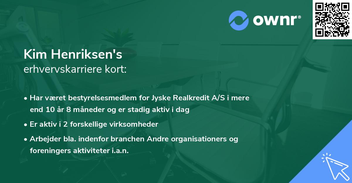 Kim Henriksen's erhvervskarriere kort