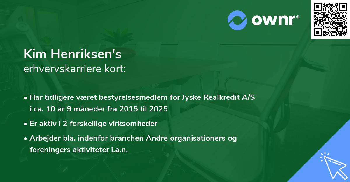 Kim Henriksen's erhvervskarriere kort
