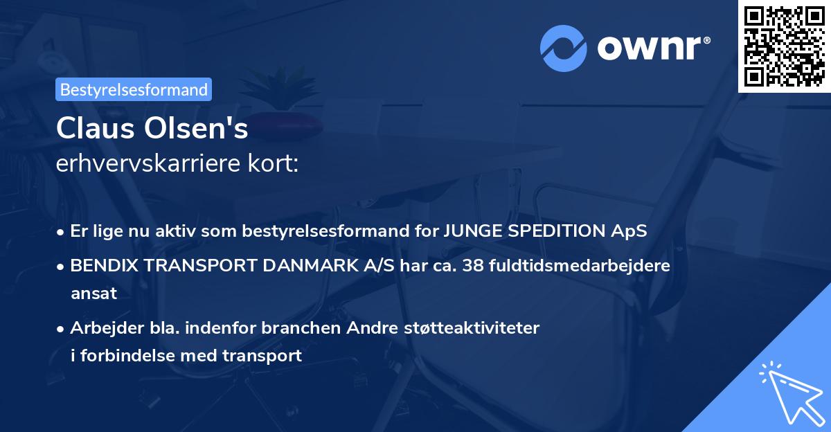 Claus Olsen's erhvervskarriere kort