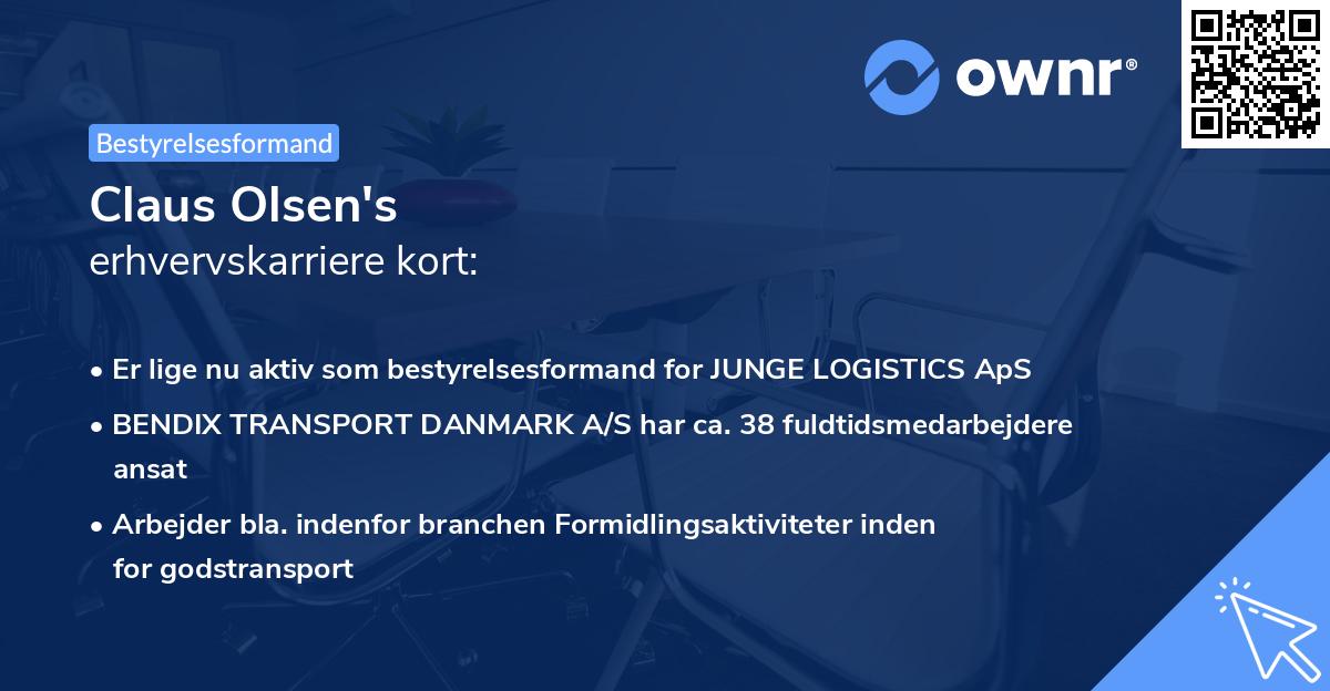 Claus Olsen's erhvervskarriere kort