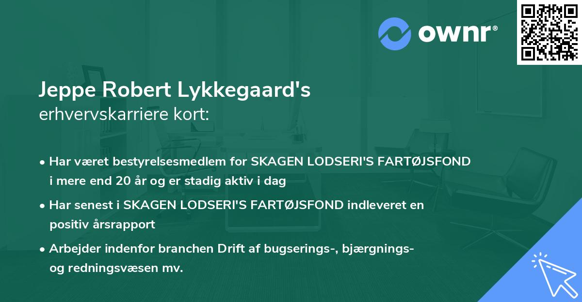 Jeppe Robert Lykkegaard's erhvervskarriere kort