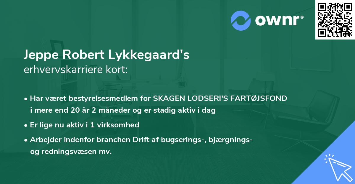 Jeppe Robert Lykkegaard's erhvervskarriere kort