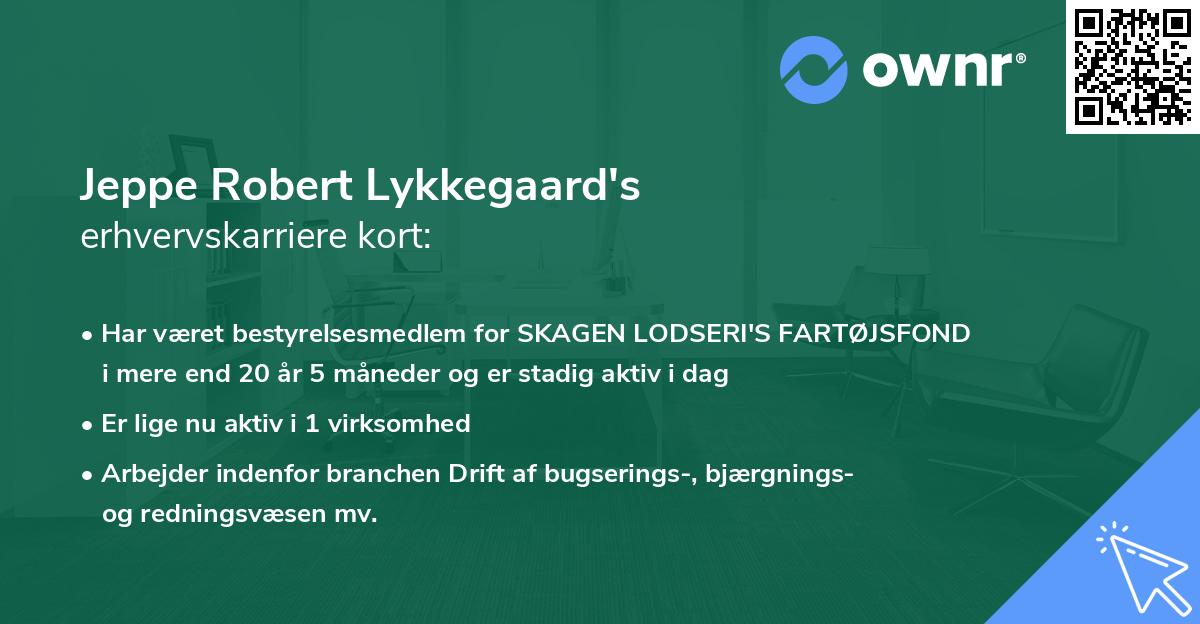 Jeppe Robert Lykkegaard's erhvervskarriere kort