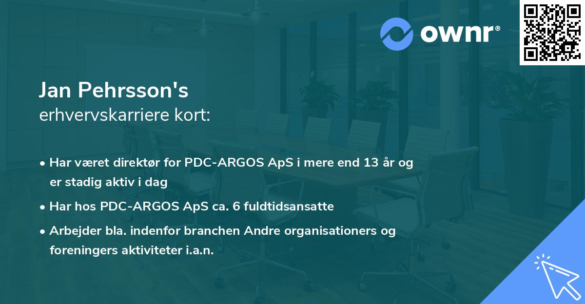 Jan Pehrsson's erhvervskarriere kort