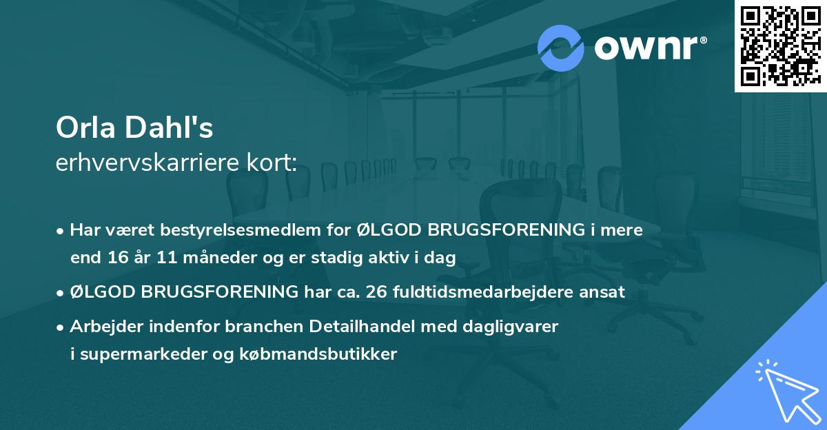 Orla Dahl's erhvervskarriere kort