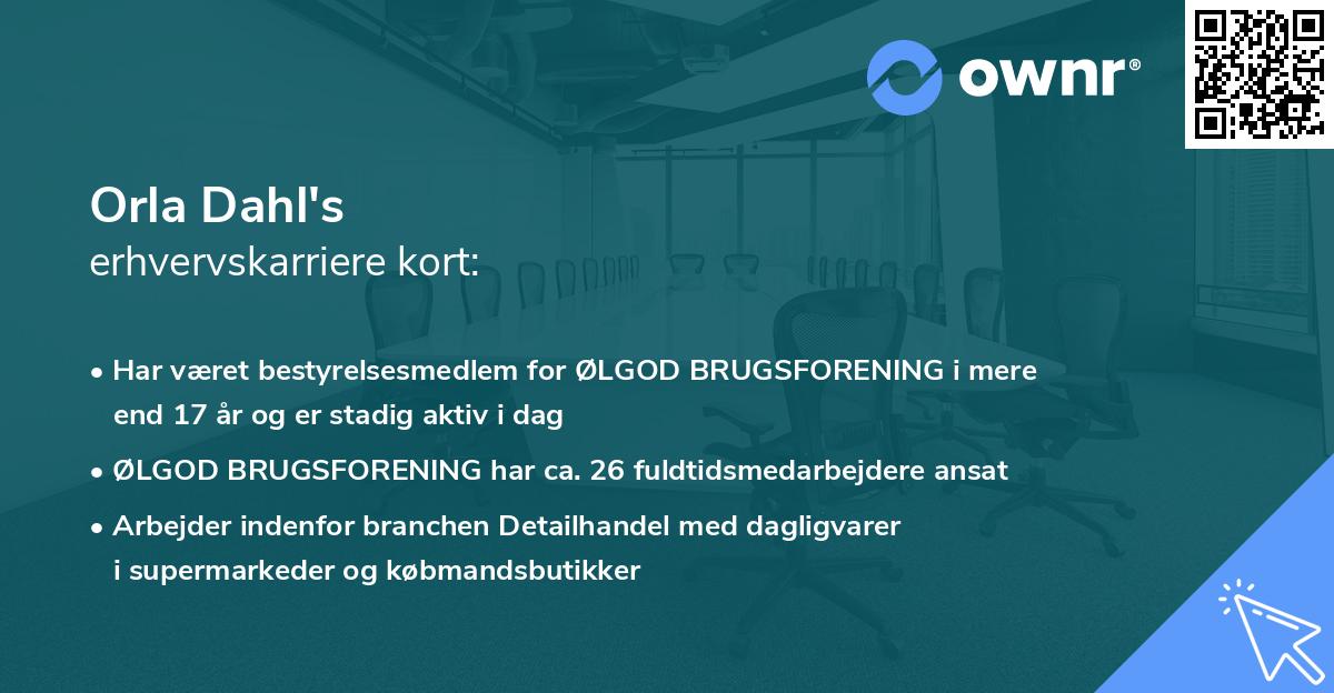 Orla Dahl's erhvervskarriere kort