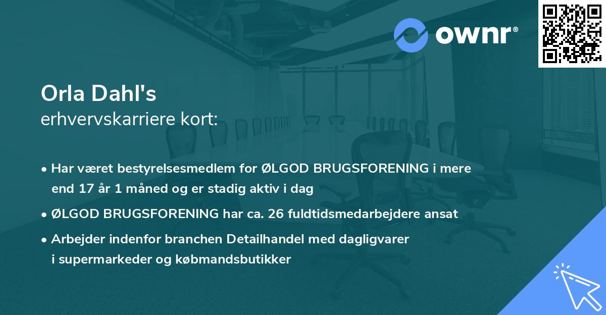 Orla Dahl's erhvervskarriere kort
