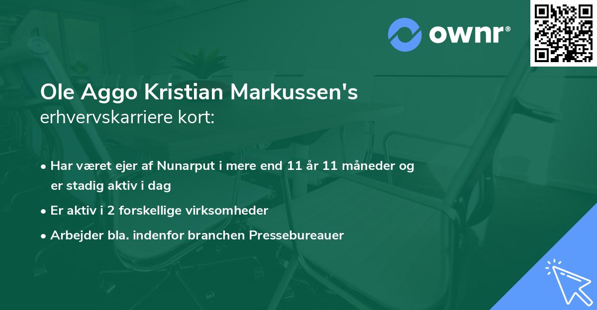 Ole Aggo Kristian Markussen's erhvervskarriere kort