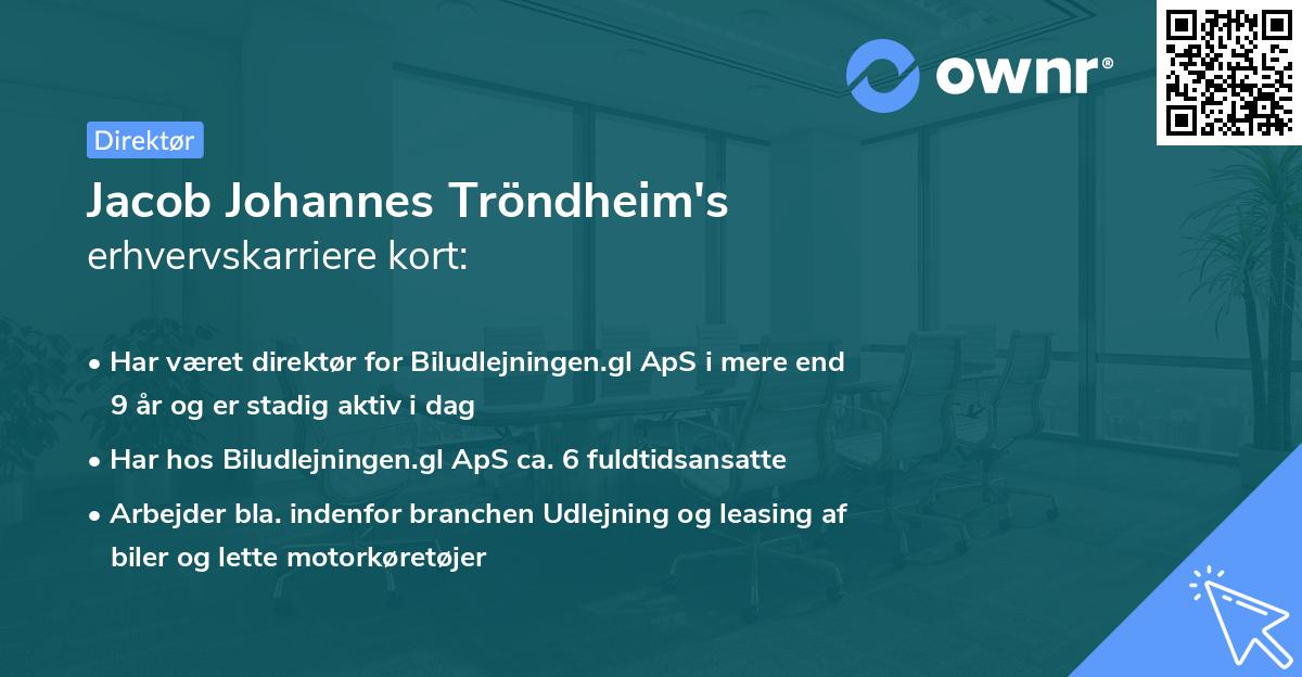 Jacob Johannes Tröndheim's erhvervskarriere kort
