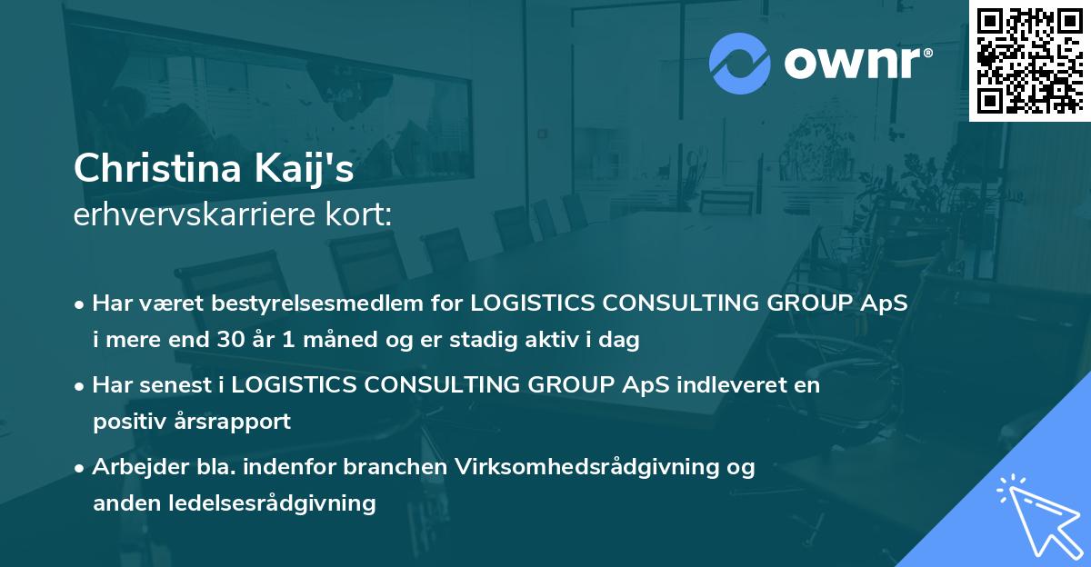 Christina Kaij's erhvervskarriere kort