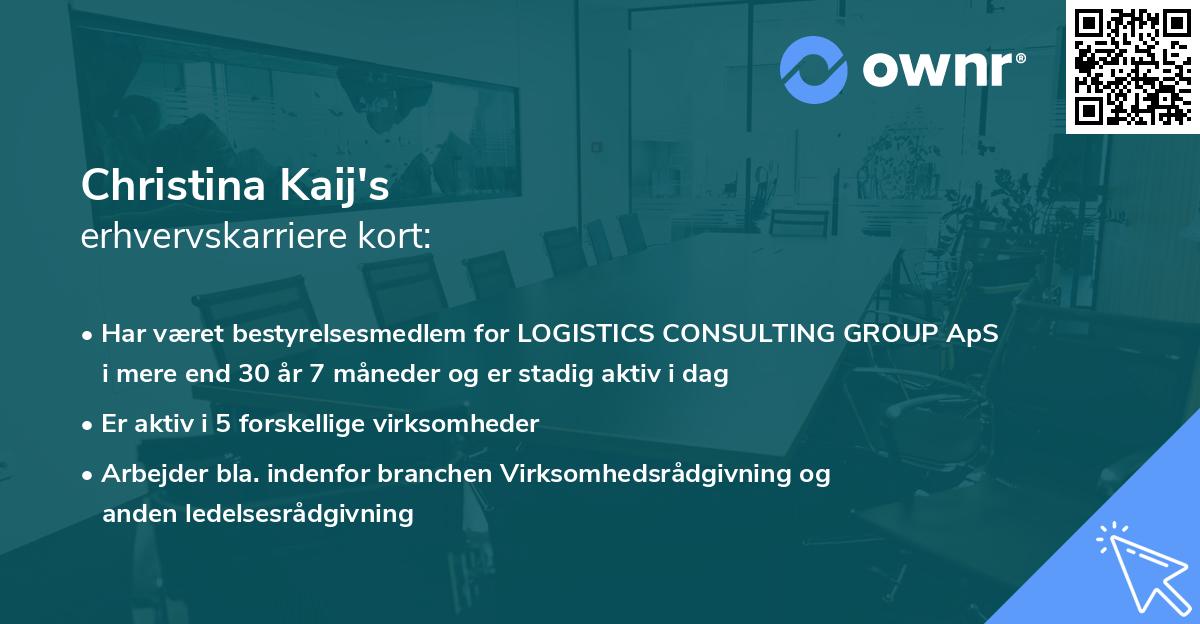 Christina Kaij's erhvervskarriere kort