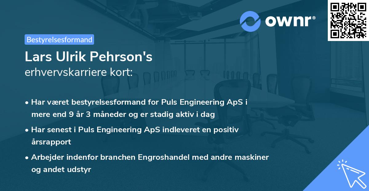 Lars Ulrik Pehrson's erhvervskarriere kort