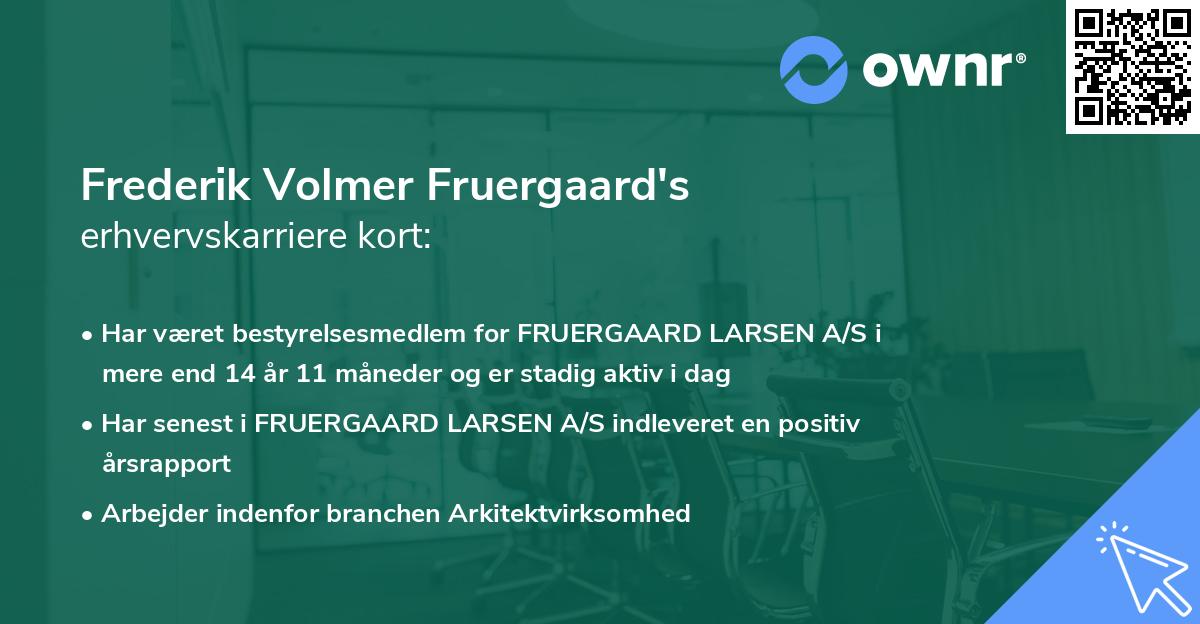 Frederik Volmer Fruergaard's erhvervskarriere kort