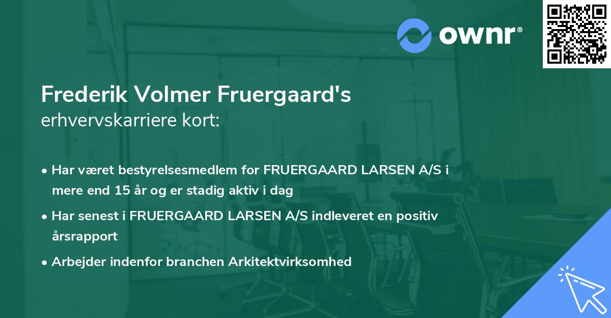 Frederik Volmer Fruergaard's erhvervskarriere kort