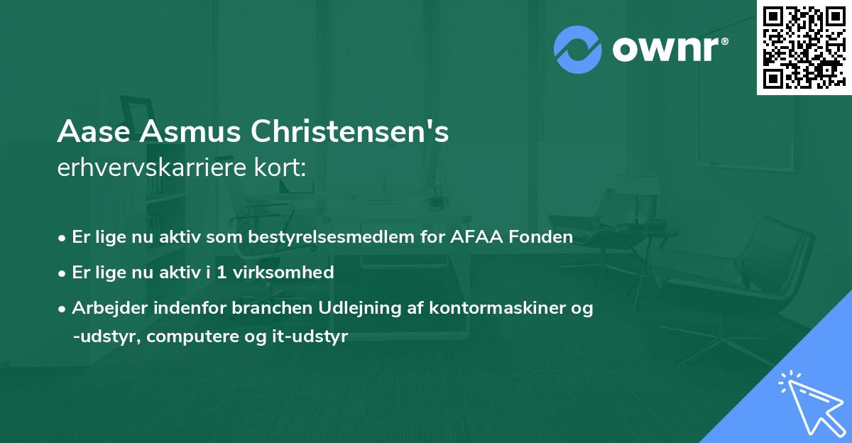 Aase Asmus Christensen's erhvervskarriere kort