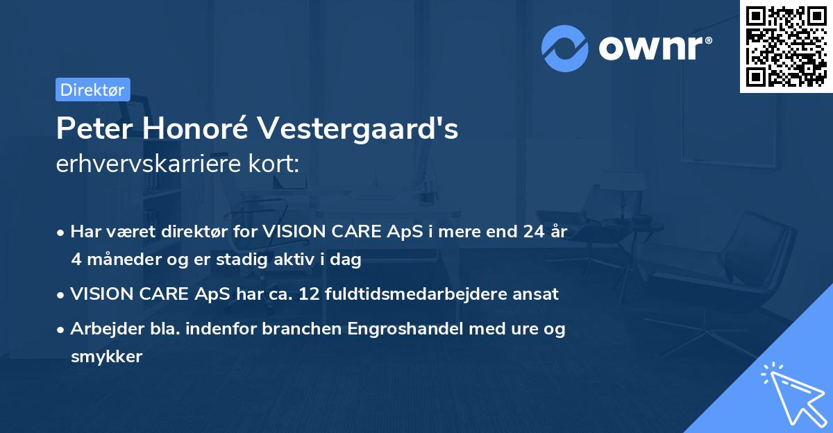 Peter Honoré Vestergaard's erhvervskarriere kort